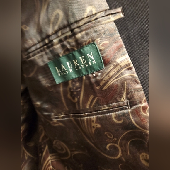 Ralph Lauren 46L Men's Corduroy Blazer Jacket Brown Paisley print lining EUC - Picture 4 of 9